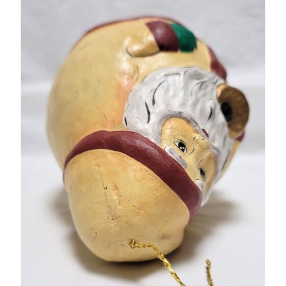 Vintage Roly Poly Santa with Bell Christmas Tree Ornament - Picture 5 of 6